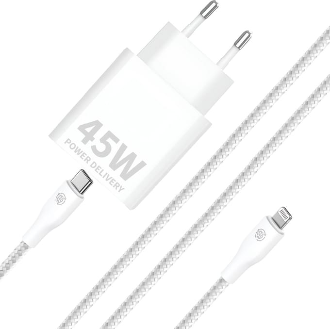 Power Adapter geschikt voor iPhone / iPad + usb-C Lightning Kabel 3 Meter