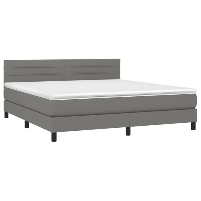 vidaXL - Boxspring - met - matras - en - LED - stof - donkergrijs - 160x200 - cm