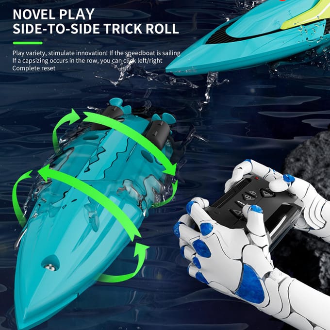 4DRC S5 Afstandsbediening Boot 2.4GHz Afstandsbediening Schip Dubbele Propeller Motor Power Stunt 1 battery blauw