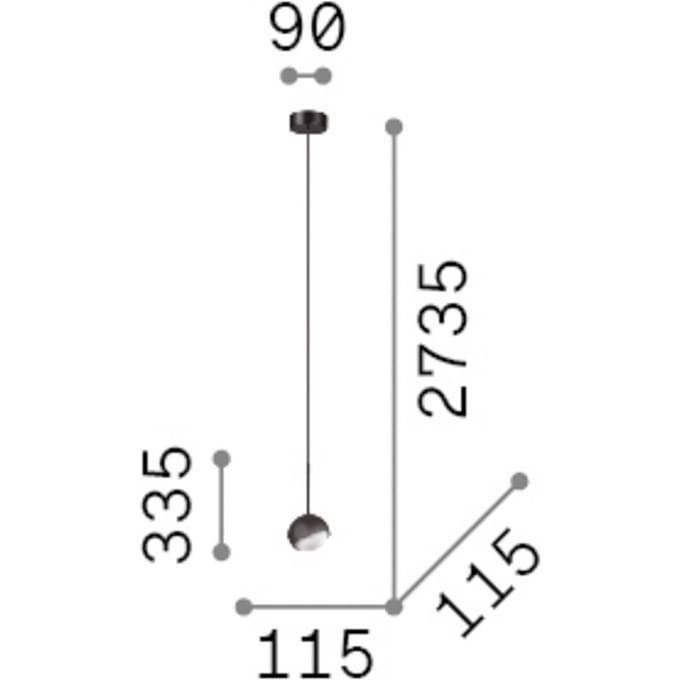 IDEAL LUX hanglamp Bloom, Ø 12 cm, messing, metaal/glas