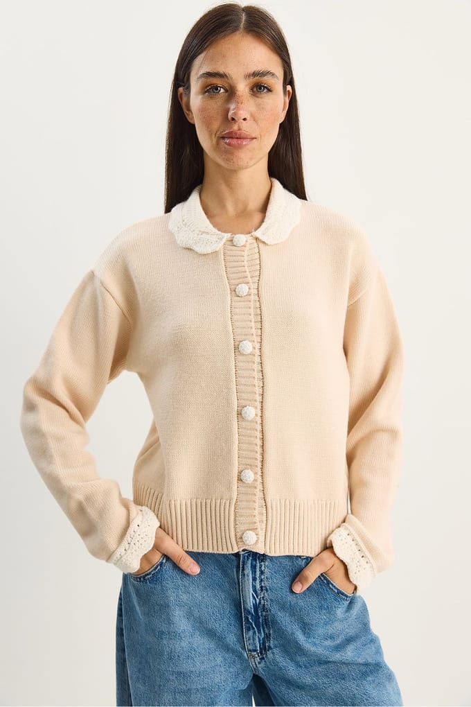 Dikke Geribbelde Gebreide Cardigan met Knopenluiting