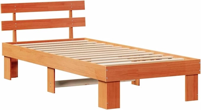 Platform Bedframe - Houten Bed - Moderne Slaapkamer - Massief Grenen - 100x200cm - Bruin