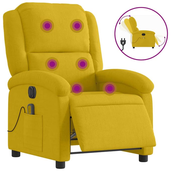 vidaXL - Massagestoel - elektrisch - verstelbaar - fluweel - geel