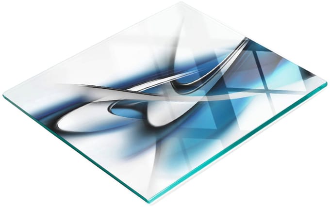 Glazen snijplank met abstracte grafische achtergrond, 60x52 cm