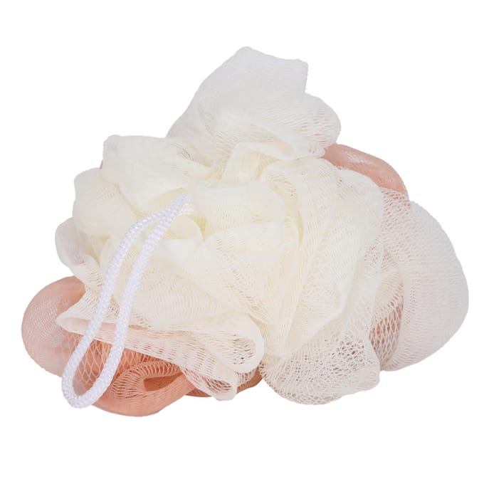 Badbal Splicing Eenvoudig en Elegant Tweekleurig Delicaat Schuimnet Mesh Douchespons Badbal white