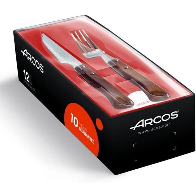 Ensemble de couverts - ARCOS - 377700 - Acier inoxydable - Lame de 11 cm - Bois comprimé