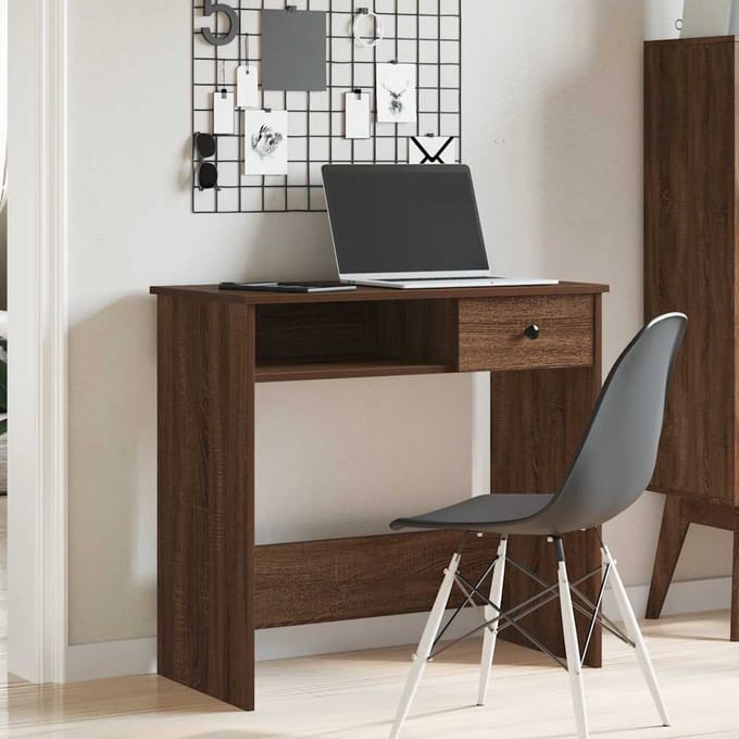 vidaXL - Bureau - 80x40x75 - cm - bewerkt - hout - bruin - eikenkleur