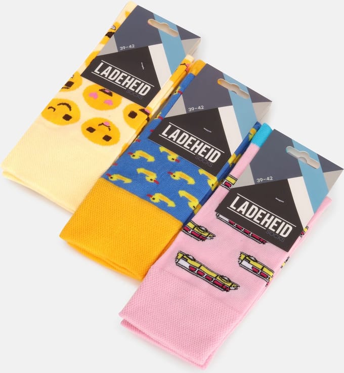 Ladeheid Sokken - Heren & Dames – Sportsokken – 43-46 - Mix-4 (3 Pack) - LA-AT-PatternedLong
