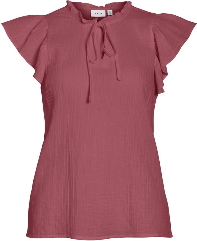 VILA - VILANIA O-NECK S/L FRILL TOP/VOL - Dames - Blouses