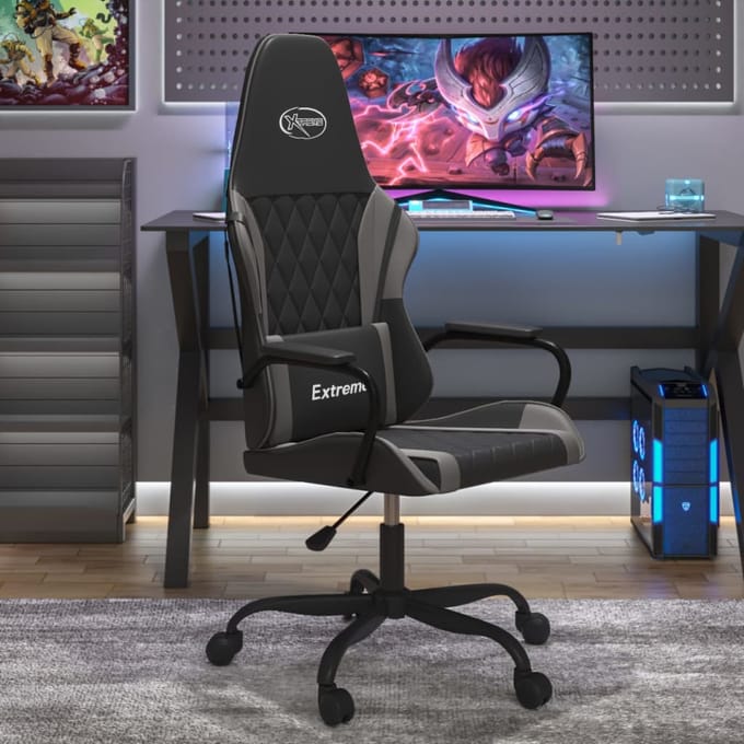 vidaXL - Gamestoel - kunstleer - zwart - en - grijs