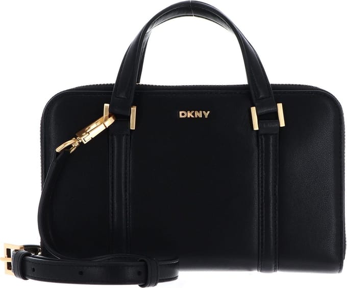 DKNY Leren Handtas Schoudertas Aggie Handbag Black Zwart