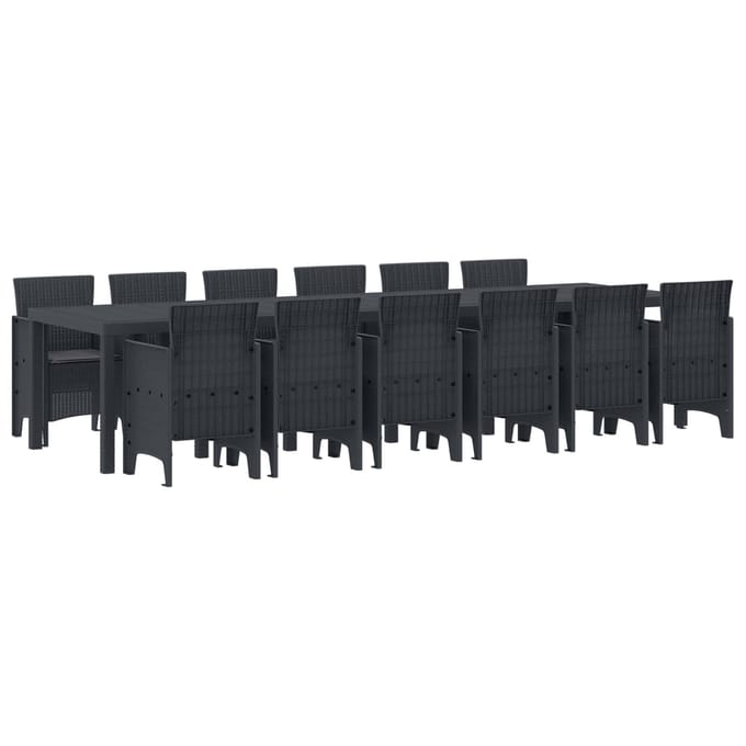 vidaXL - Tuin - Eettafel - Set - 13 - st - Antraciet - Polt - riet