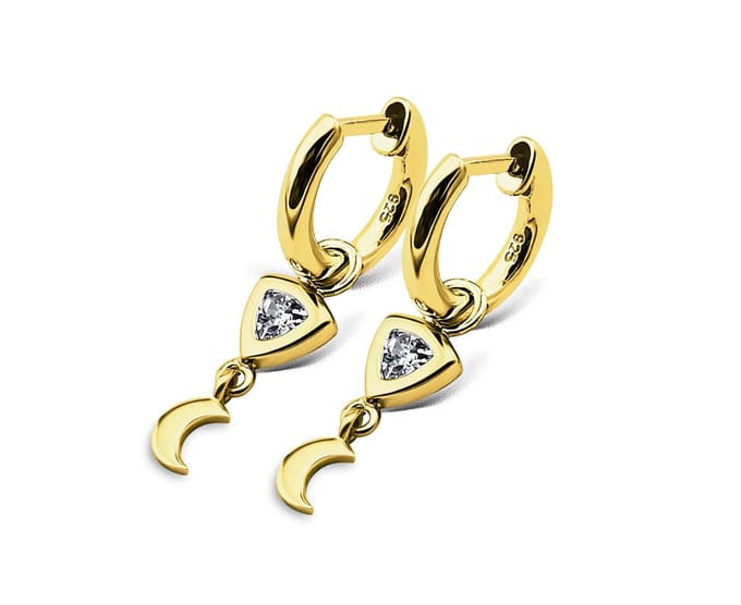 Oorringen Trillion Moon Silver Gold-plated JE018G