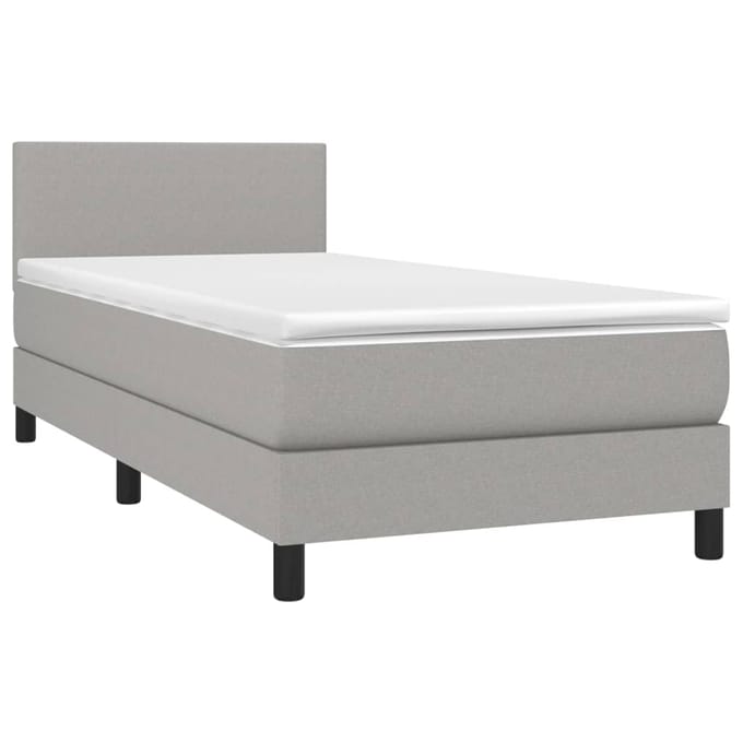vidaXL - Boxspring - met - matras - en - LED - stof - lichtgrijs - 100x200 - cm