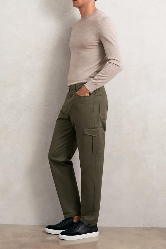 Reiss Cotton Cargo Trouser Olive Green Taglia: W32 | Pantaloni cargo Outlet | Uomo | Verde