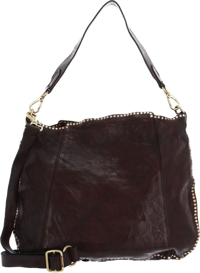 CAMPOMAGGI Leren Schoudertas Shoulder Bag Moro Donkerbruin
