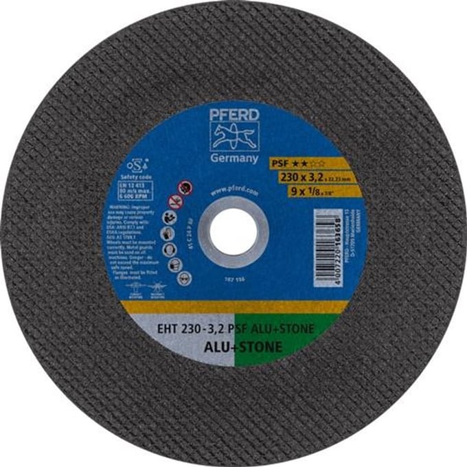 Doorslijpschijf EHT PSF ALU+STONE D230x3,2mm recht gat 22,23mm PFERD