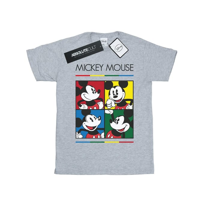 Disney Heren Mickey Mouse Vierkant Gekleurd T-shirt (Sportgrijs)