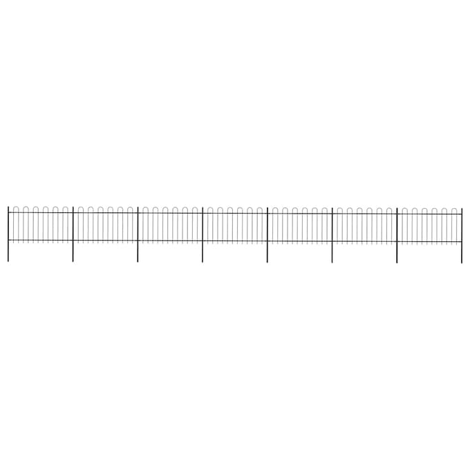 vidaXL - Tuinhek - met - ringtop - staal - 1172x100 - cm - zwart