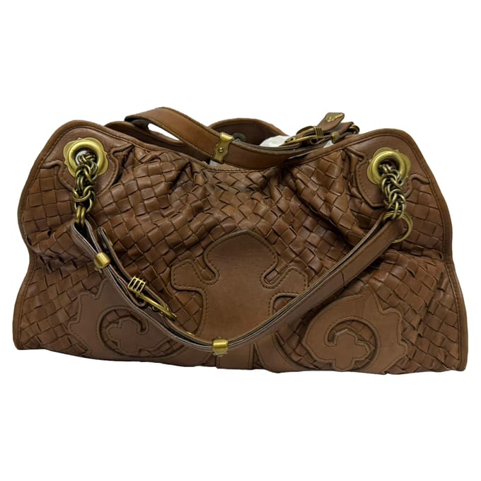 Bottega Veneta Intrecciato schoudertas van bruin leer
