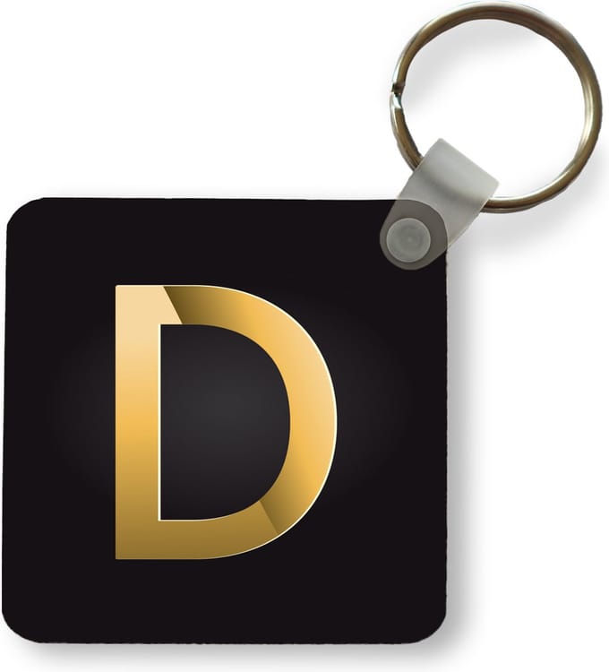 Sleutelhanger - Uitdeelcadeautjes - Een illustratie van de letter D in het goud - Plastic