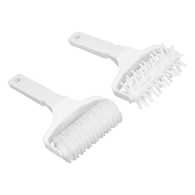 2 Stuks Pizza Deegroller Docker Plastic Korst Gatenmaker met Lange Handgreep voor Gebak Taart Koekjes white