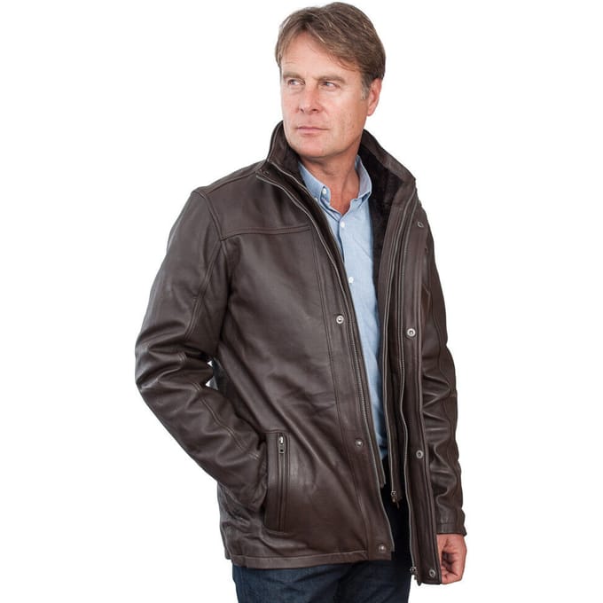 Warm halflang leren bikerjack