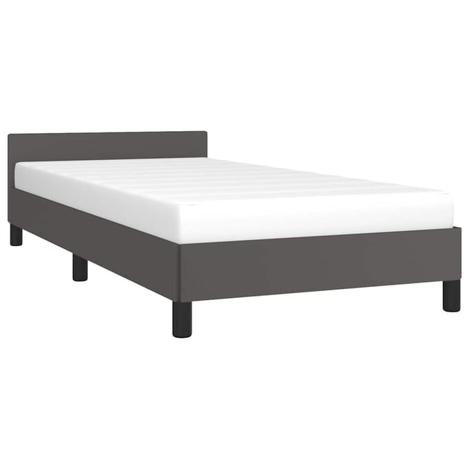 vidaXL - Bedframe - met - hoofdeinde - zonder - matras - 90x200 - cm - grijs
