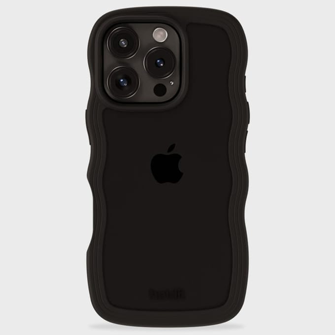 Holdit Wavy Case geschikt voor Apple iPhone 16 Pro Max - Black / Transparent