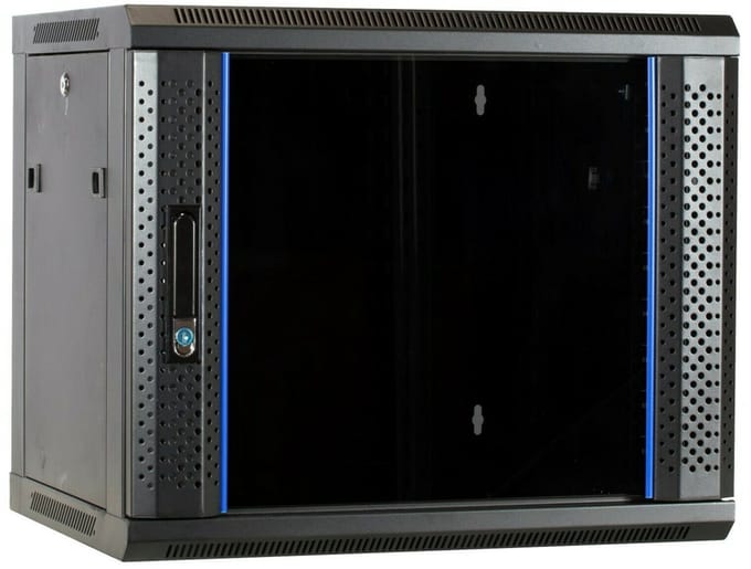 DSIT 9U wandkast met glazen deur 600x450x500mm (BxDxH) - serverbehuizing - serverrack - serverkast - 19 inch