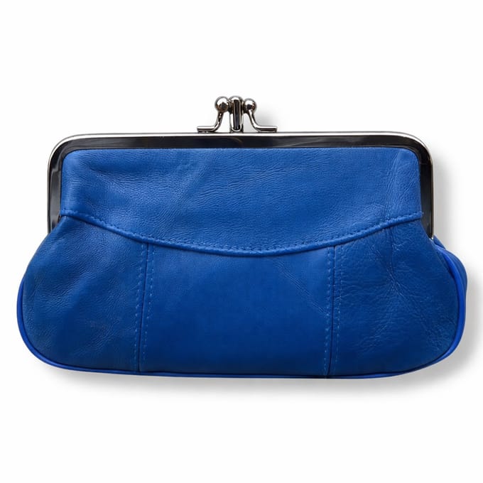 THL Design - Dames Knip Beurs - Portemonnee Dames - Echt Leer Blauw