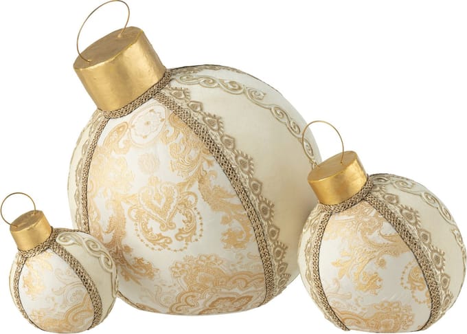 J-Line kerstbal Patroon - polyfoam/textiel - goud - large