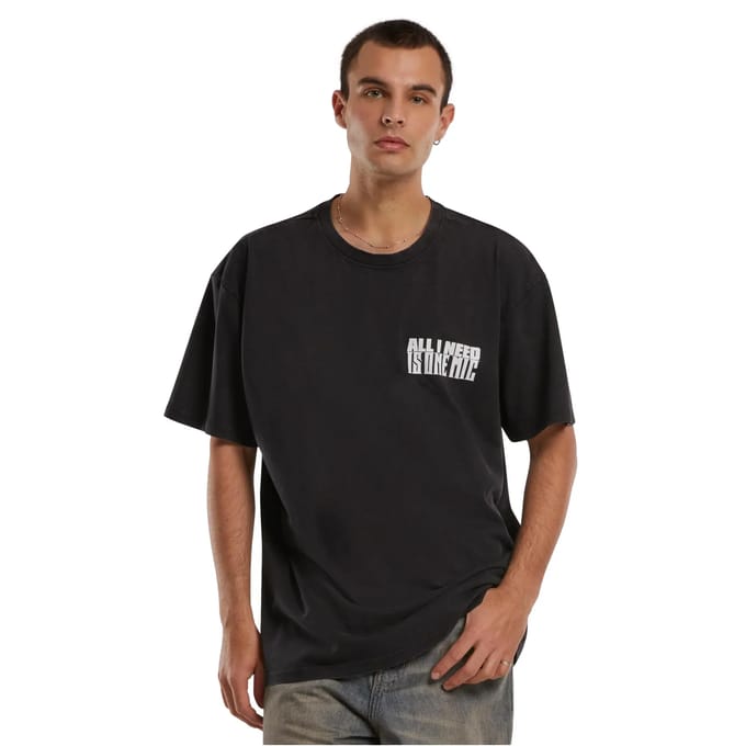 Mister Tee Nas - Stillmatic Acid Washed Oversize Heren Tshirt - M - Zwart