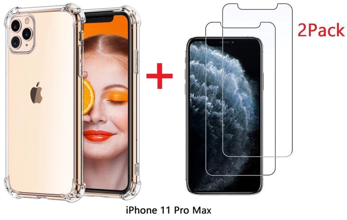 Ntech hoesje Geschikt voor iPhone 11 Pro Max Anti Shock Hoesje + 2X Screenprotector