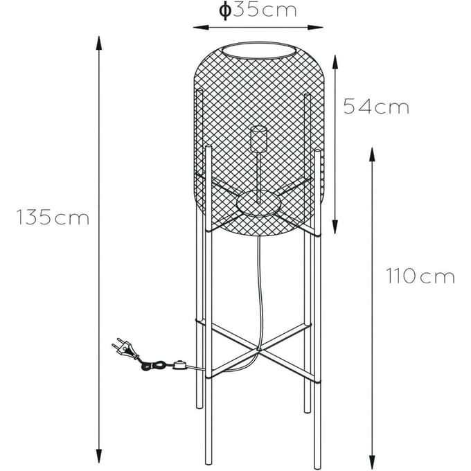 Lucide Vloerlamp Mesh - Mat Goud/messing - Ø35cm - E27 Fitting