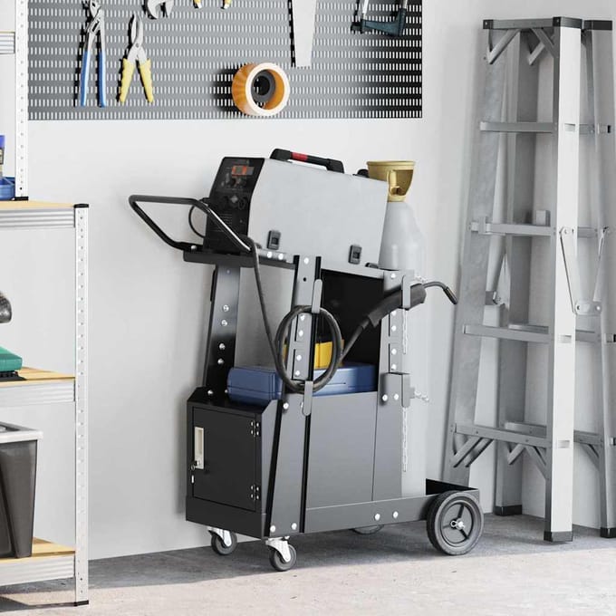 vidaXL Laswagen Zwart 91 x 47 x 96 cm Staal