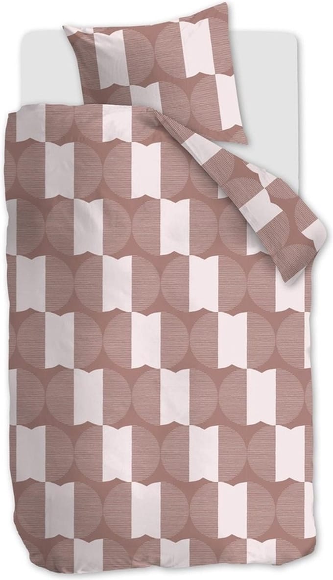 Vtwonen Check Mate dekbedovertrek - Eenpersoons - 140x200/220 - Steenrood