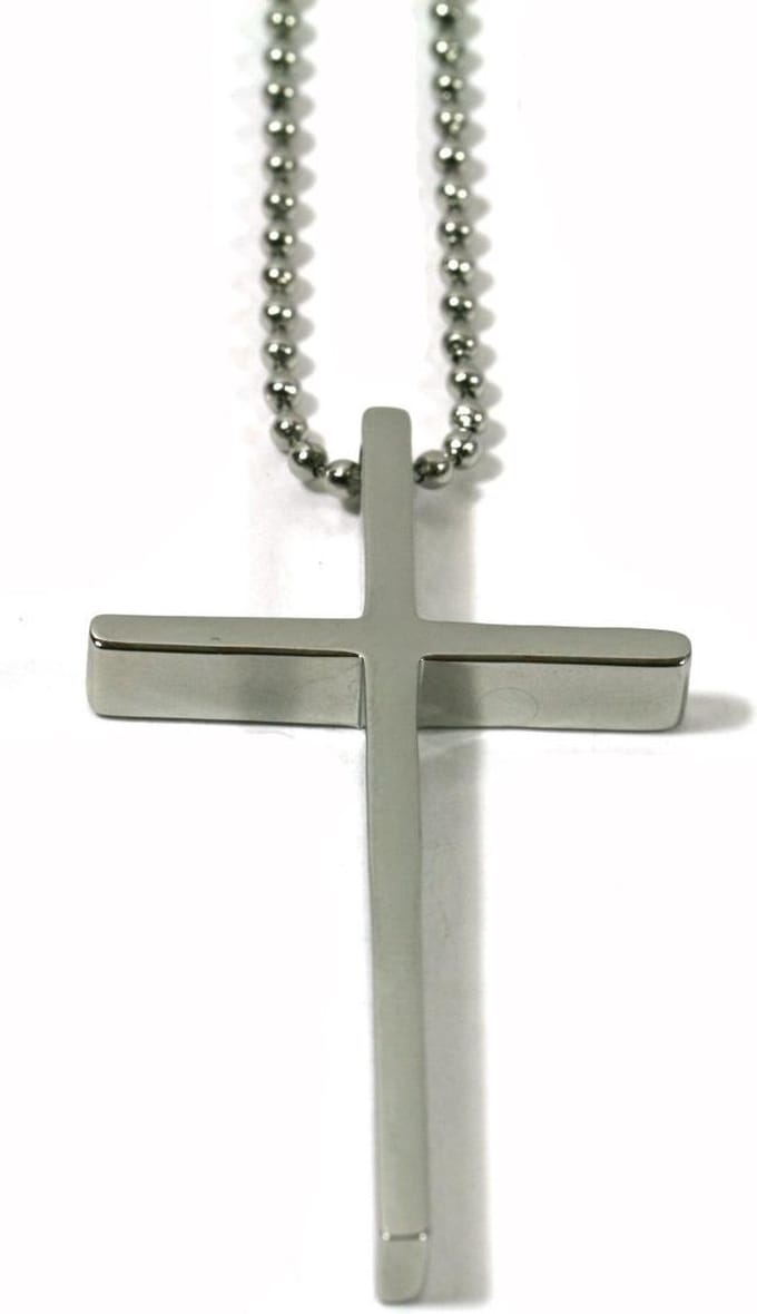 IbizaMen - RVS ballchain - RVS kruis - lengte 75 cm