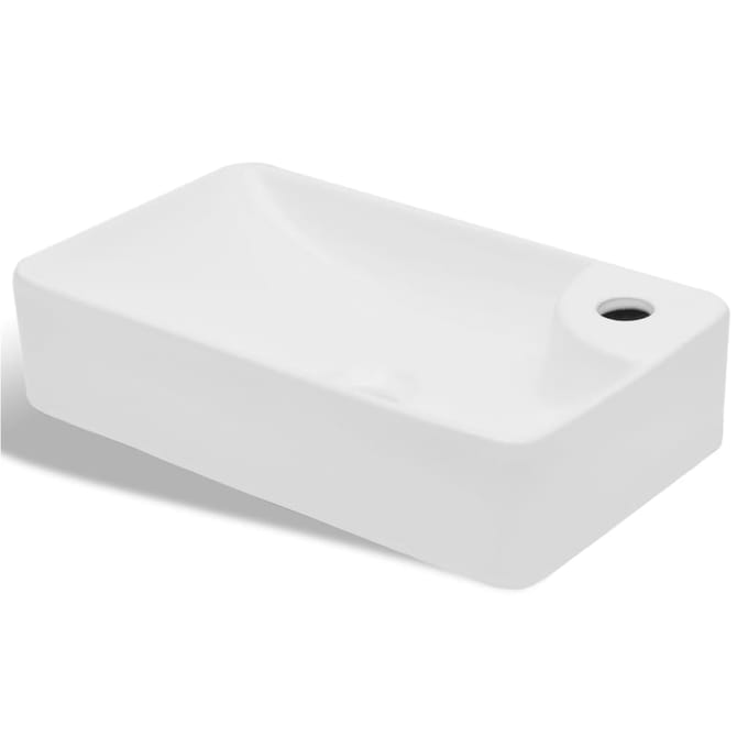 vidaXL - Wasbak - met - kraangat, - keramiek, - wit