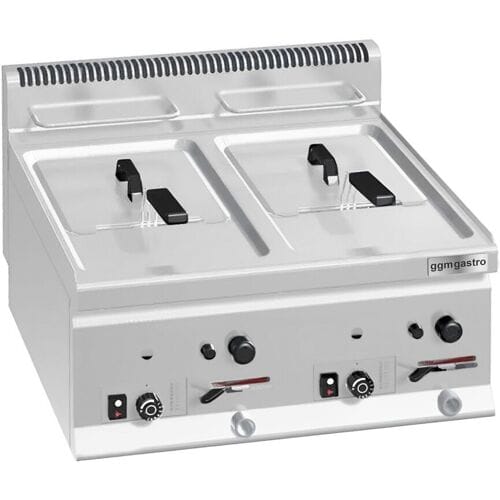 GGM Gastro Gas Doppelfritteuse - 8+8 Liter - 13,2 kW Zilver