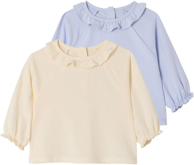 Vertbaudet Set van 2 T-shirts met lange mouwen en kraag