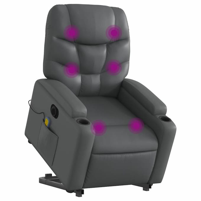 vidaXL - Sta-op-massagestoel - elektrisch - kunstleer - grijs