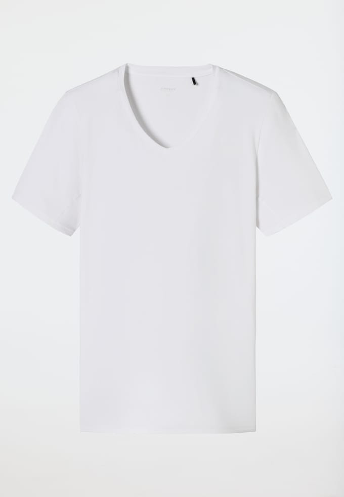 Shirt korte mouw V-hals wit - Premium Cotton 4