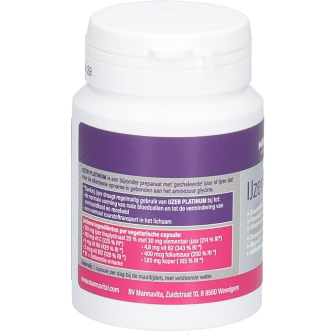 Mannavital IJzer platinum 60 Vegetarische capsules