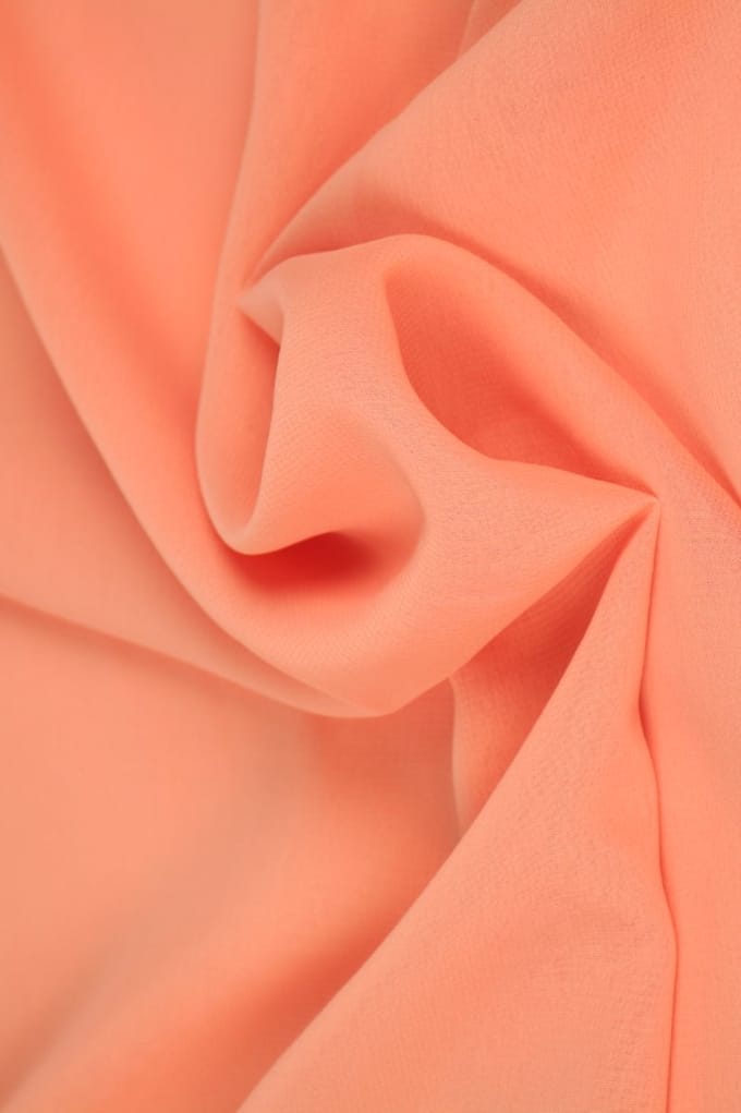15 meter chiffon stof - Zalmroze - 100% polyester