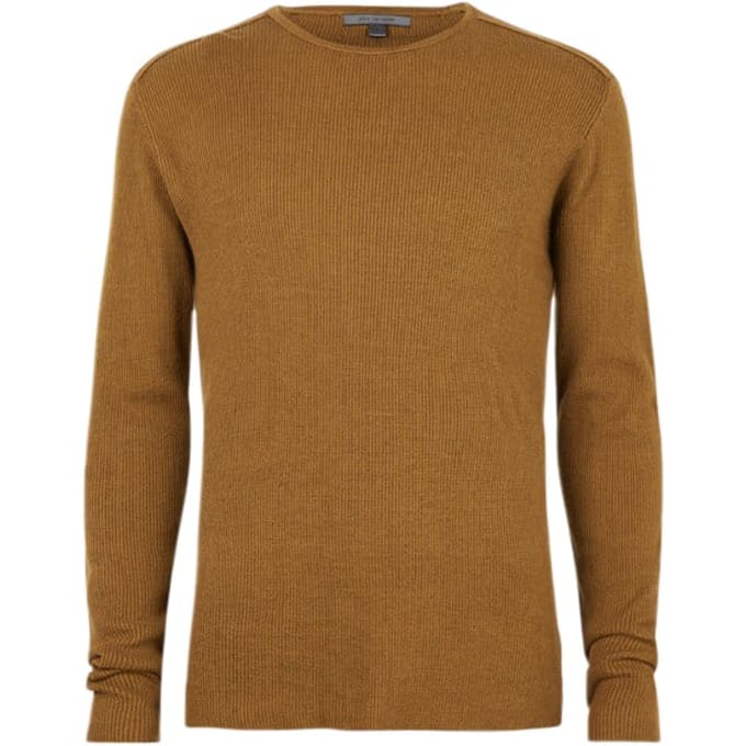 John Varvatos Astoria Regular Fit Ls Merino Silk Crew Copper Maat: L | Sweaters Outlet | Heren