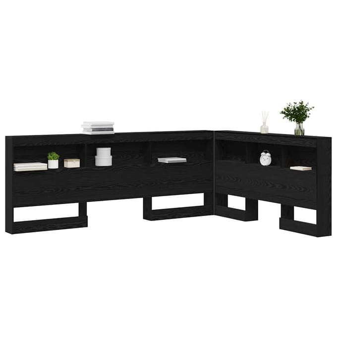 vidaXL - Opberghoofdbord - Zwart - Eiken - Bewerkt - hout