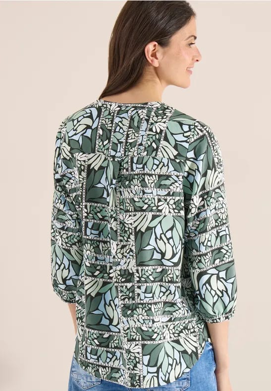 3/4-mouwen blouse met patchworkprint