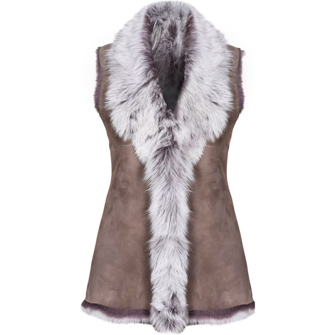 Lange damesbodywarmer van Toscana-schapenvacht-Sorocaba