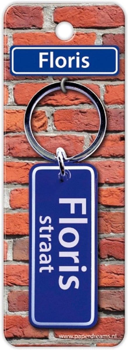 Paper Dreams Sleutelhanger Straatnaam Floris 9 Cm Staal Blauw